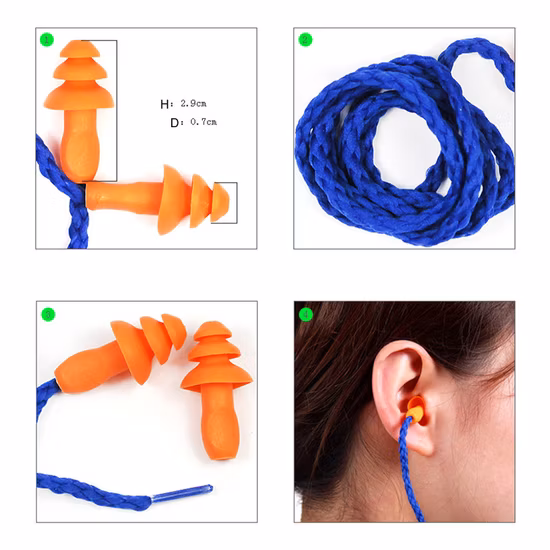 Hearing Protection Impact Sport Earmuffs Yellow Lanyard Silicone Earplug