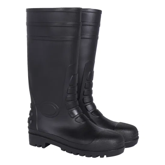 Black Industry /Steel Toe Safety Wellington Rain Rubber Waterproof Safety PVC Boots