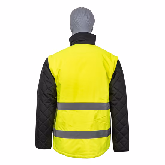Hi Viz Reflective Jackets High Visibility Waterproof Roadway Safety Clothing 2 in 1 Removable Sleeves Work Wear Jacket