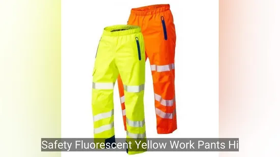 Safety Fluorescent Yellow Work Pants Hi Vis Reflective Heavy Duty Cargo Pants