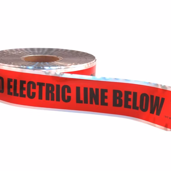 Underground Buried Aluminum Foil Gas Water Sewer Sewage Irrigation Fiber Optic Cable Pipeline Detectable Caution Warning Barricade PE Hazard Zebra Tape